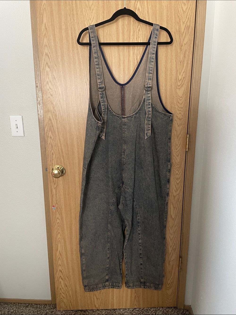 Washed Blue Denim Overalls with Front Pockets Free People - Picture 2 of 3